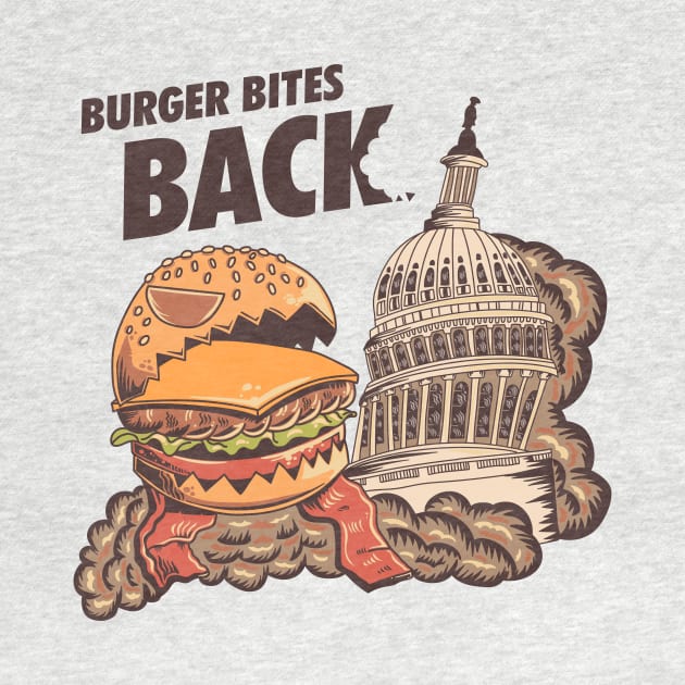 Burger Bites Back Funny Halloween Design (Dark, Brown Text) by Graograman